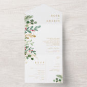 Moderne Weihnachtsgrün | Weißes Siegel und Senden All In One Einladung (Innen Boden)