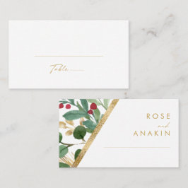 Moderne Weihnachtsgrün | White Flat Wedding Platzkarte