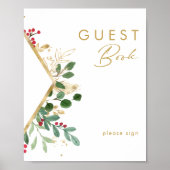 Moderne Weihnachtsgrün | White Guest Book Sign Poster (Vorne)