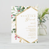 Moderne Weihnachtsgrün | White Wedding Brunch Einladung (Stehend Vorderseite)