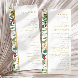 Moderne Weihnachtsgrün | White Wedding Program Programm