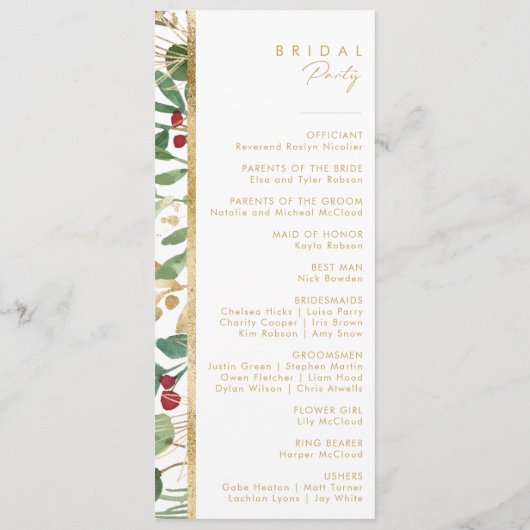 Moderne Weihnachtsgrün | White Wedding Program Programm (Rückseite)