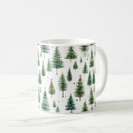 Moderne Weihnachtsgrünbaum-Feiertagsmuster Kaffeetasse (VorderseiteRechts)
