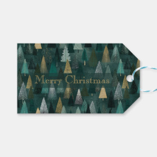 Moderne Weihnachtsgrüne und Goldene Bäume Geschenk Geschenkanhänger