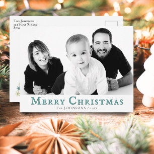 Moderne Weihnachtsgruß-Foto-Postkarte Feiertagspostkarte