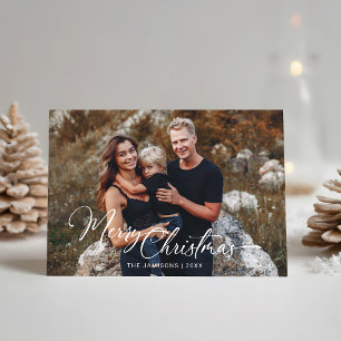 Moderne Weihnachtsgruß-Schrift-Foto Feiertagskarte