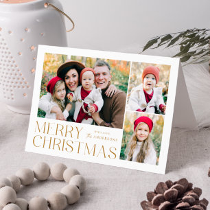 Moderne Weihnachtsgrüße 4 Foto-Collage Feiertagskarte
