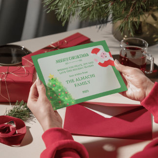moderne Weihnachtsgrüße der Familie mit Santa und Feiertagskarte