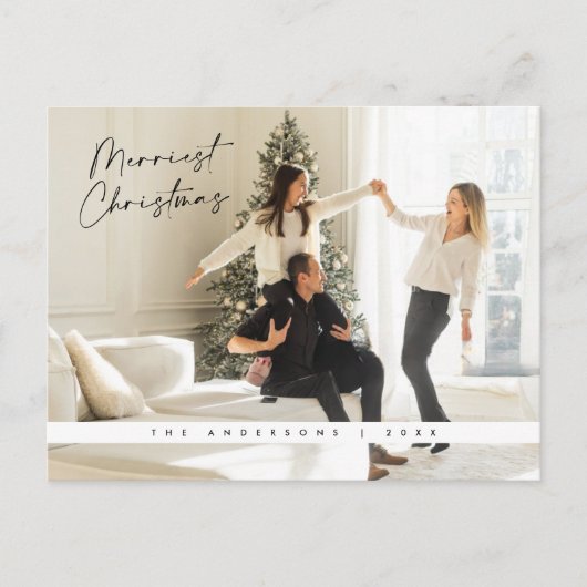 Moderne Weihnachtsgrüße, Foto der Familie Postkarte (Vorderseite)