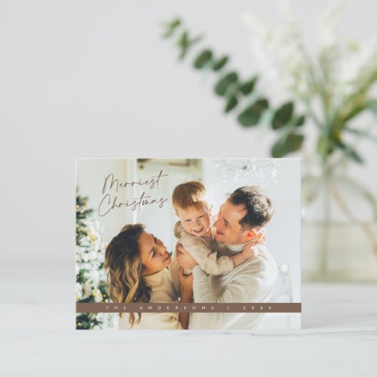 Moderne Weihnachtsgrüße, Foto der Familie Postkarte (Stehend Vorderseite)