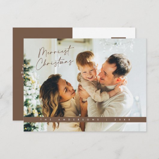 Moderne Weihnachtsgrüße, Foto der Familie Postkarte (Vorne/Hinten)