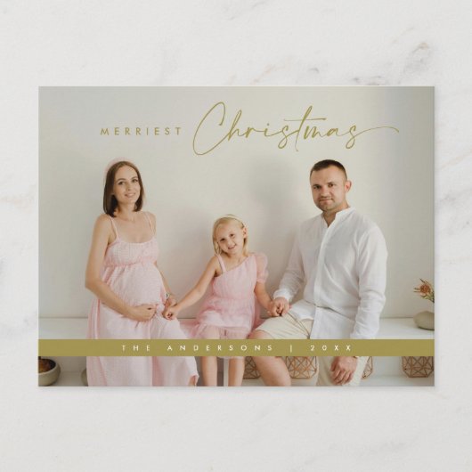 Moderne Weihnachtsgrüße, Foto der Familie Postkarte (Vorderseite)