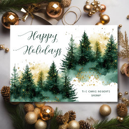 Moderne Weihnachtsgrüße in Gold und Grün für Unter Feiertagskarte