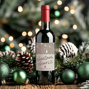 Moderne Weihnachtsgrüße Kalligrafie personalisiert Weinetikett