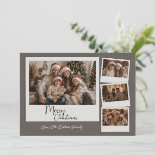 Moderne Weihnachtsgrüße Multi-Foto Floral Feiertagskarte