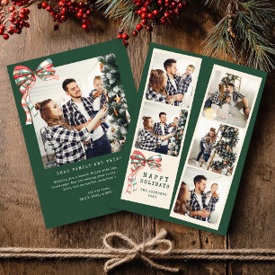 Moderne Weihnachtsgrußkarte mit 5-Foto-Collage Feiertagskarte
