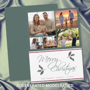 Moderne Weihnachtsgrußkarte mit Holunder-Fotocolla Feiertagskarte