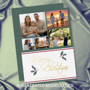 Moderne Weihnachtsgrußkarte mit Holunder-Fotocolla Folien Feiertagskarte