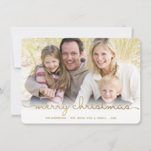 Moderne Weihnachtshandschrift Fotokarte Feiertagskarte (Vorderseite)