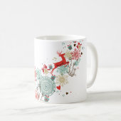 Moderne Weihnachtshirsche und Blume Kaffeetasse (VorderseiteRechts)