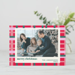 Moderne Weihnachtskariert Rot Grün Benutzerdefinie Feiertagskarte