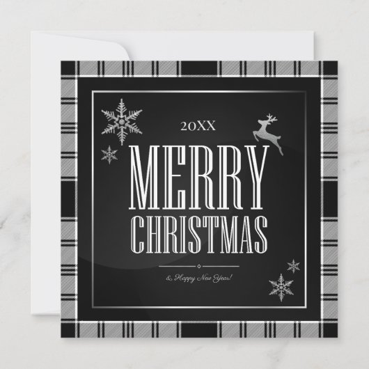 Moderne Weihnachtskarte 4 - Schwarz-weiße Collage (Rückseite)