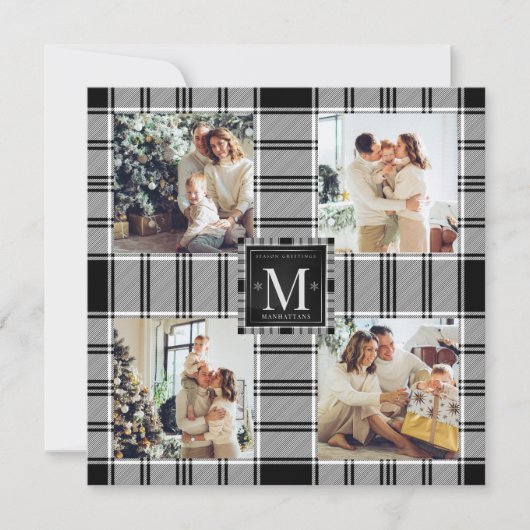 Moderne Weihnachtskarte 4 - Schwarz-weiße Collage (Vorderseite)