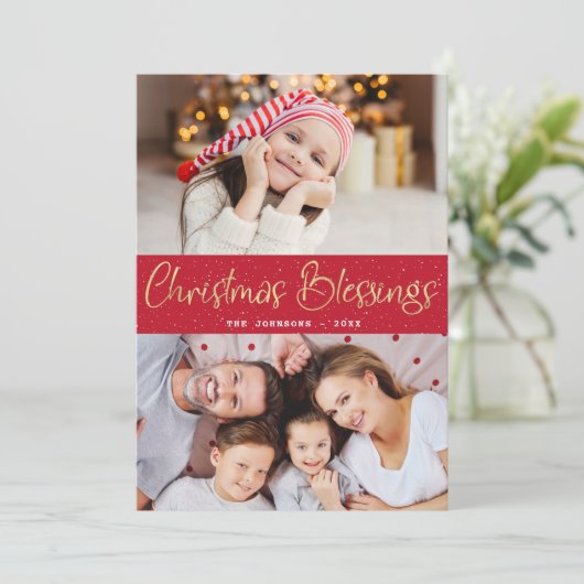 moderne Weihnachtskarte Dankeskarte (Stehend Vorderseite)