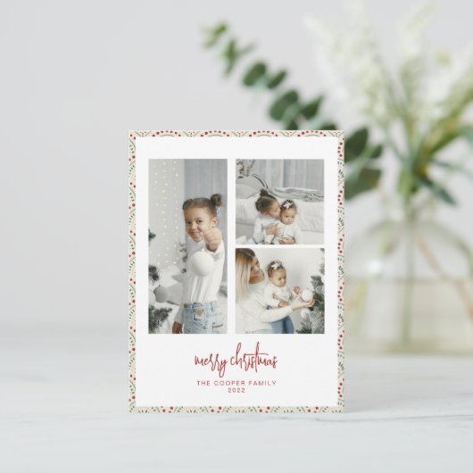 Moderne Weihnachtskarte Feiertagspostkarte (Stehend Vorderseite)