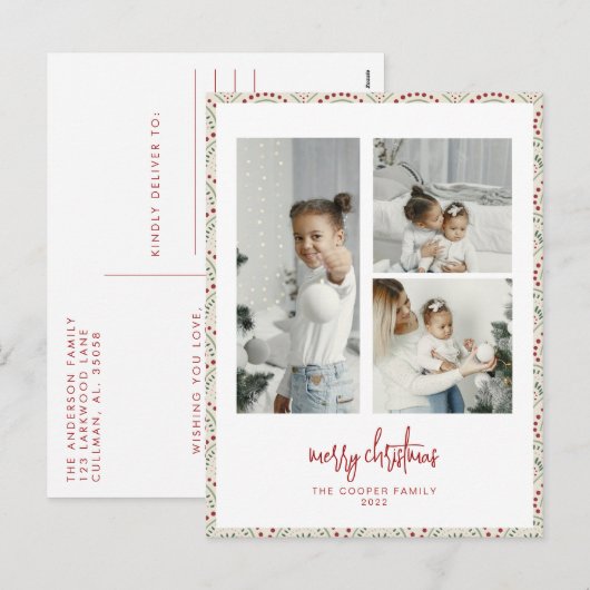 Moderne Weihnachtskarte Feiertagspostkarte (Vorne/Hinten)