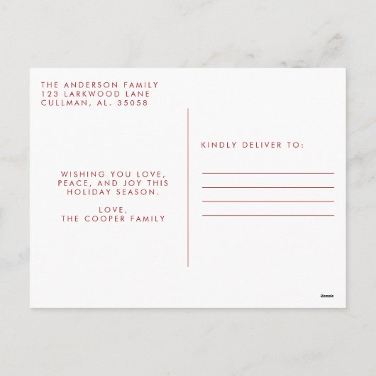 Moderne Weihnachtskarte Feiertagspostkarte (Rückseite)