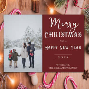 Moderne Weihnachtskarte für das Foto   Rot Feiertagskarte