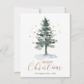 Moderne Weihnachtskarte Gold Aquarellbaum Dankeskarte (Vorderseite)