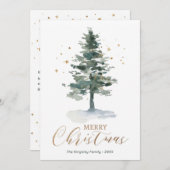 Moderne Weihnachtskarte Gold Aquarellbaum Feiertagskarte (Vorne/Hinten)