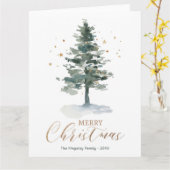 Moderne Weihnachtskarte Gold Aquarellbaum Karte (Gelbe Blume)