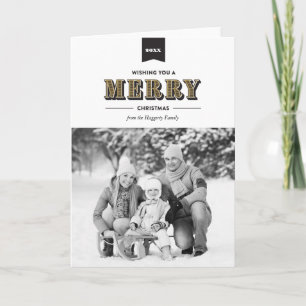 Moderne Weihnachtskarte in Schwarz und Gold mit ty Feiertagskarte