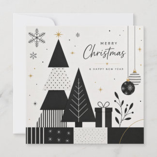 Moderne Weihnachtskarte in Schwarz-Weiß Karte