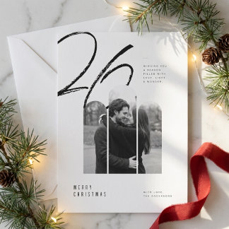 Moderne Weihnachtskarte mit Bogenfoto | Elegante S Feiertagskarte