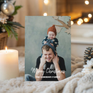 Moderne Weihnachtskarte mit Familienfoto Feiertagskarte