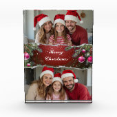 Moderne Weihnachtskarte mit Familienfoto Fotoblock (Vorderseite)