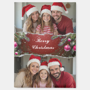 Moderne Weihnachtskarte mit Familienfoto Magnet