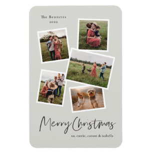 Moderne Weihnachtskarte mit Fotocollage Magnet