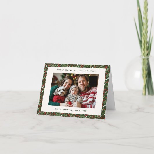 Moderne Weihnachtskarte mit geklapptem Holly Leaf Karte (Vorderseite)