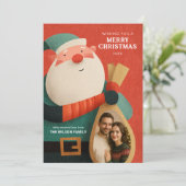Moderne Weihnachtskarte mit Santa Einladung (Stehend Vorderseite)