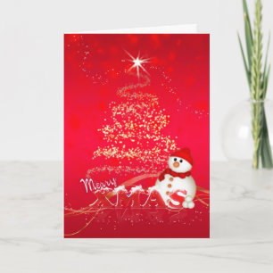 Moderne Weihnachtskarte mit Schneemann und Feiertagskarte