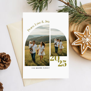 Moderne Weihnachtskarte mit zwei Fotos für die Fam Feiertagspostkarte