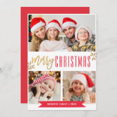 Moderne Weihnachtskarte Rot und Gold Feiertagskarte (Vorne/Hinten)