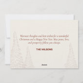 Moderne Weihnachtskarte Rote Kiefern Einladung (Rückseite)
