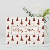 Moderne Weihnachtskarte Rote Kiefern Einladung (Stehend Vorderseite)