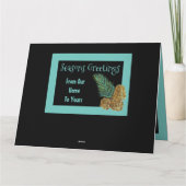 Moderne Weihnachtskarte Schwarz und Aquamarin Karte (Rückseite)